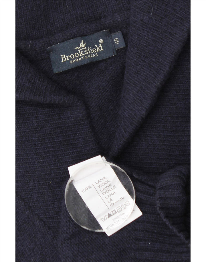 Brooksfield Herren-Strickjacke IT 48 Small Marineblaue Wolle