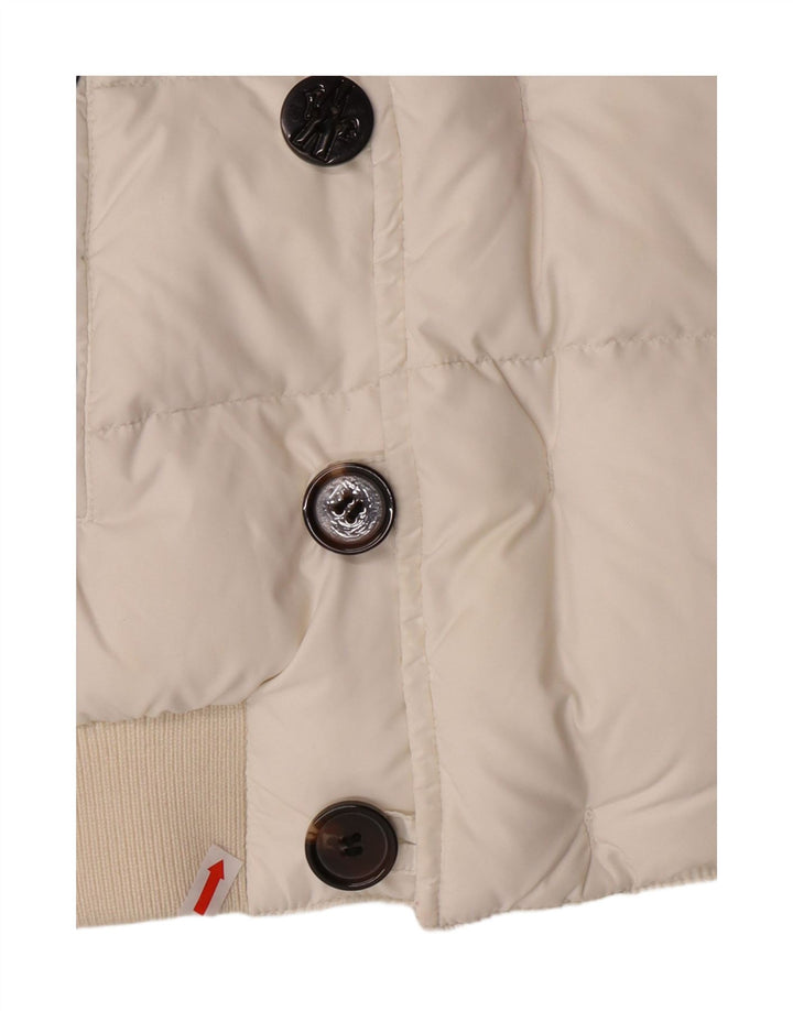 MONCLER Wattierte Jacke mit Kapuze für Mädchen, 5–6 Jahre, weißes Nylon
