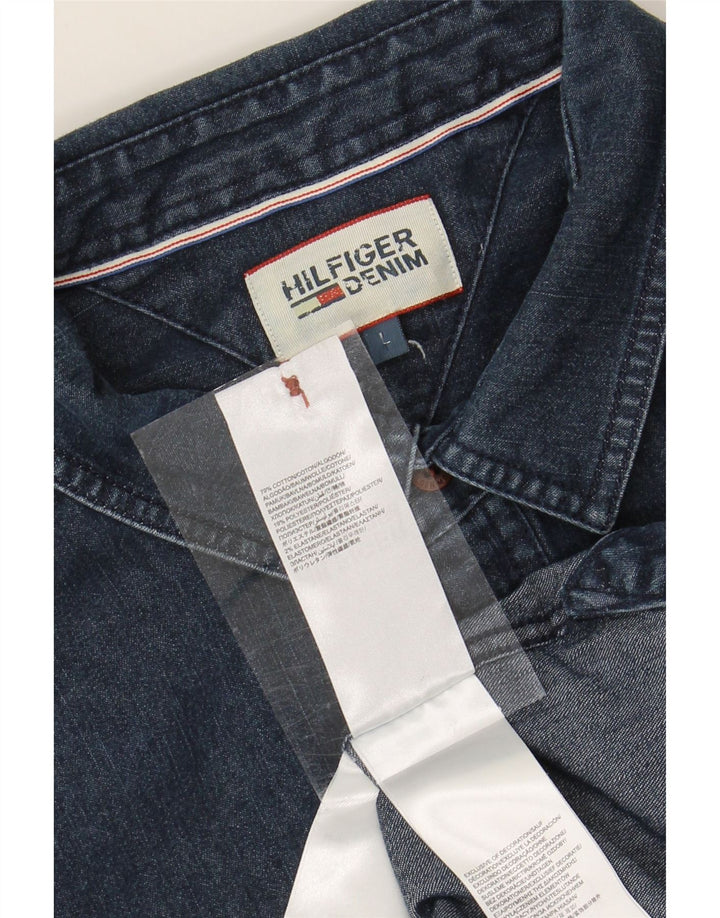 TOMMY HILFIGER Mens Denim Shirt Large Navy Blue Cotton Vintage Tommy Hilfiger and Second-Hand Tommy Hilfiger from Messina Hembry 