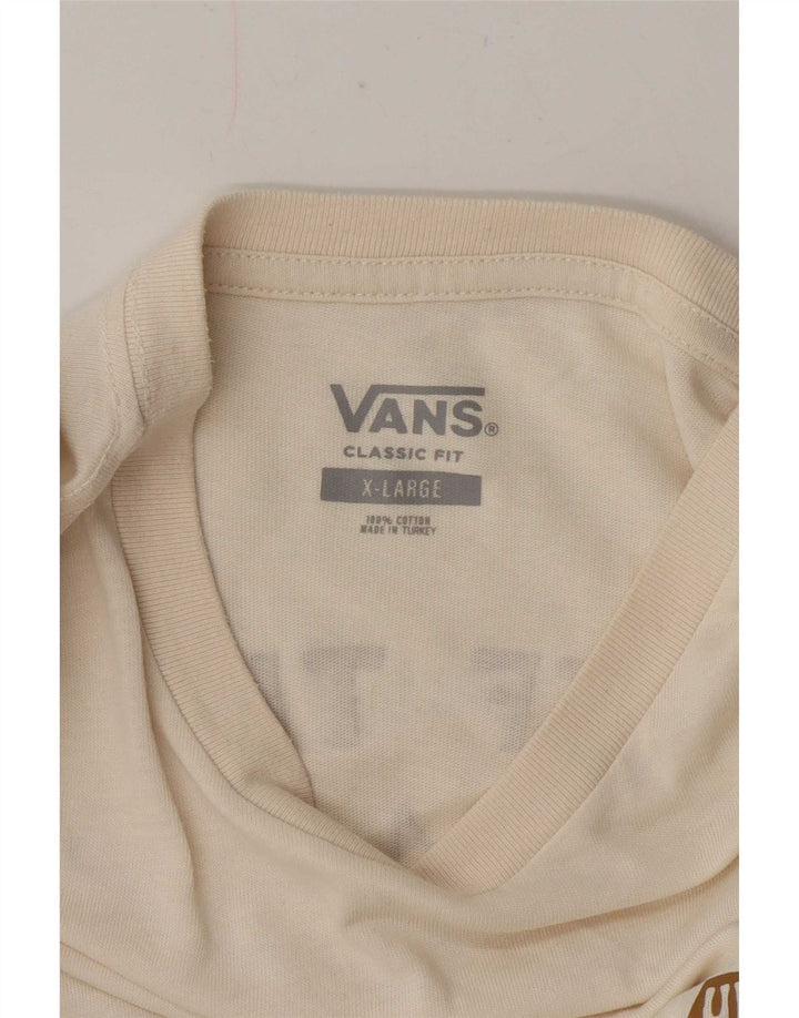 Vans Herren-Oberteil mit klassischer Passform und Grafik, langärmlig, XL, aus cremefarbener Baumwolle