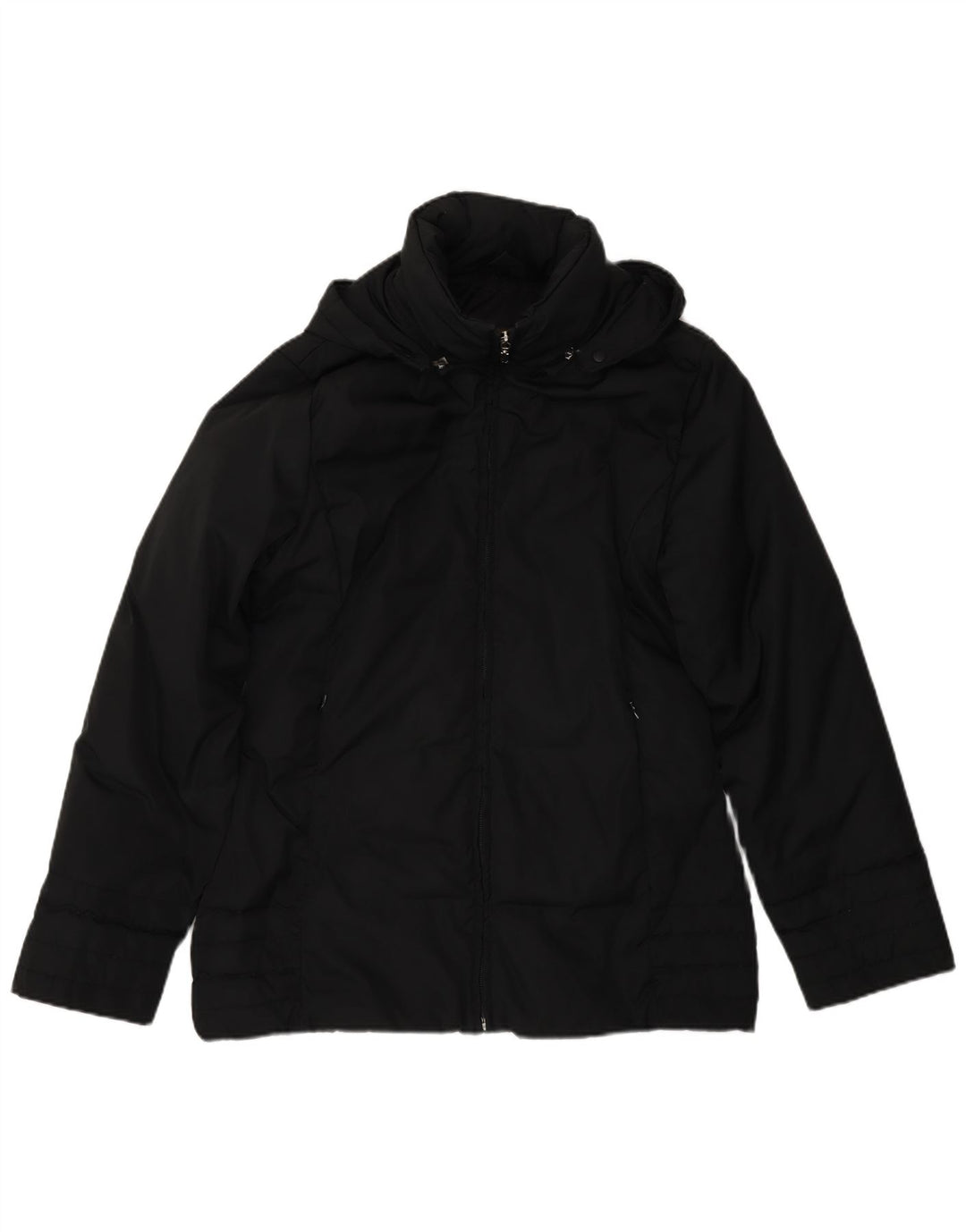 Moncler Damen-Jacke mit Kapuze, gepolstert, Größe 2, mittelgroß, schwarzes Polyester