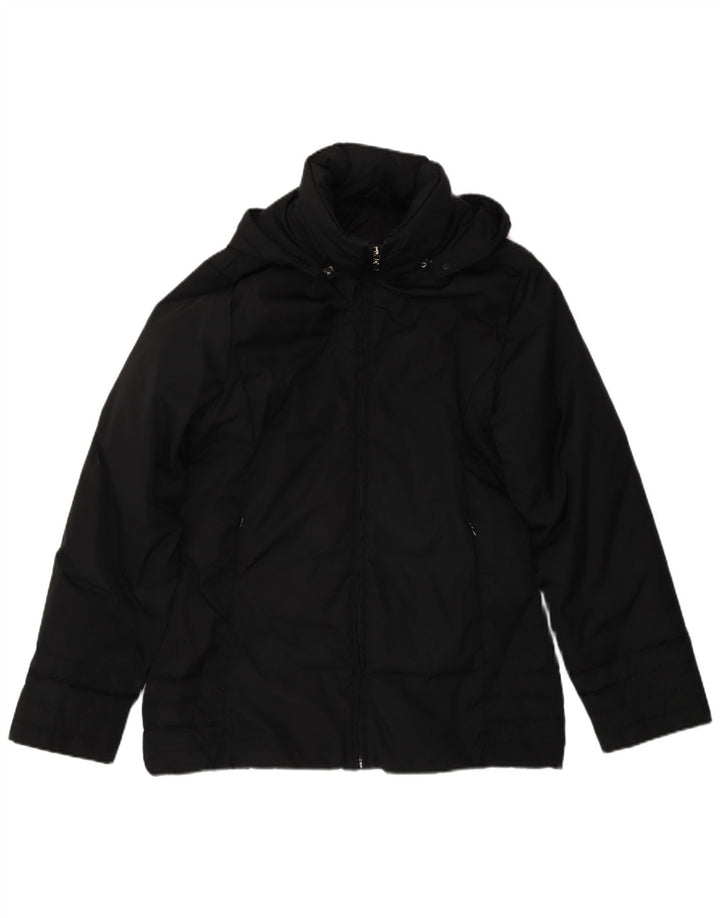 Moncler Damen-Jacke mit Kapuze, gepolstert, Größe 2, mittelgroß, schwarzes Polyester