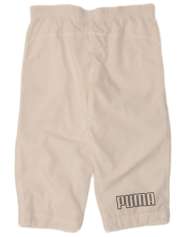 Puma Herren Graphic Bermuda Sport Shorts Small Weiß Polyester