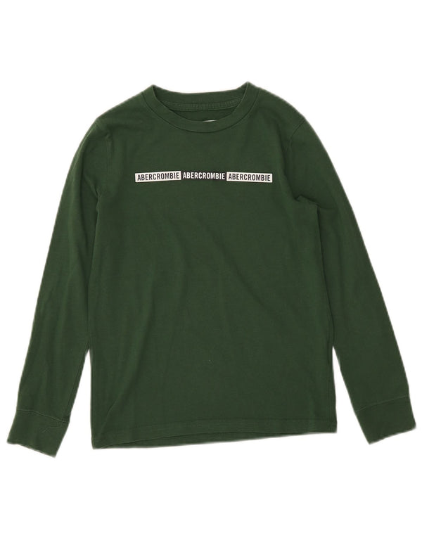 ABERCROMBIE & FITCH Langarmshirt mit Grafik für Jungen, 7–8 Jahre, grüne Baumwolle