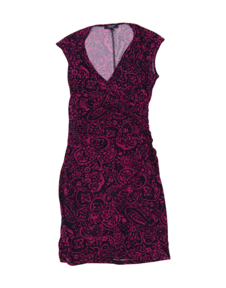 CHAPS Womens Sleeveless Sheath Dress UK 10 Small Maroon Paisley Polyester Vintage Chaps and Second-Hand Chaps from Messina Hembry 