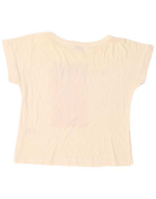 Liu Jo Damen Crop Graphic T-Shirt Top UK 14 Medium Off White