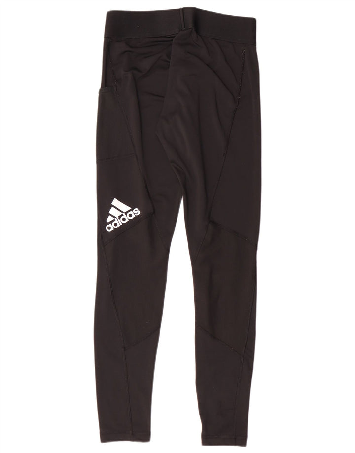 Adidas Damen Tech Fit Graphic Leggings UK 12/14 Medium Schwarz