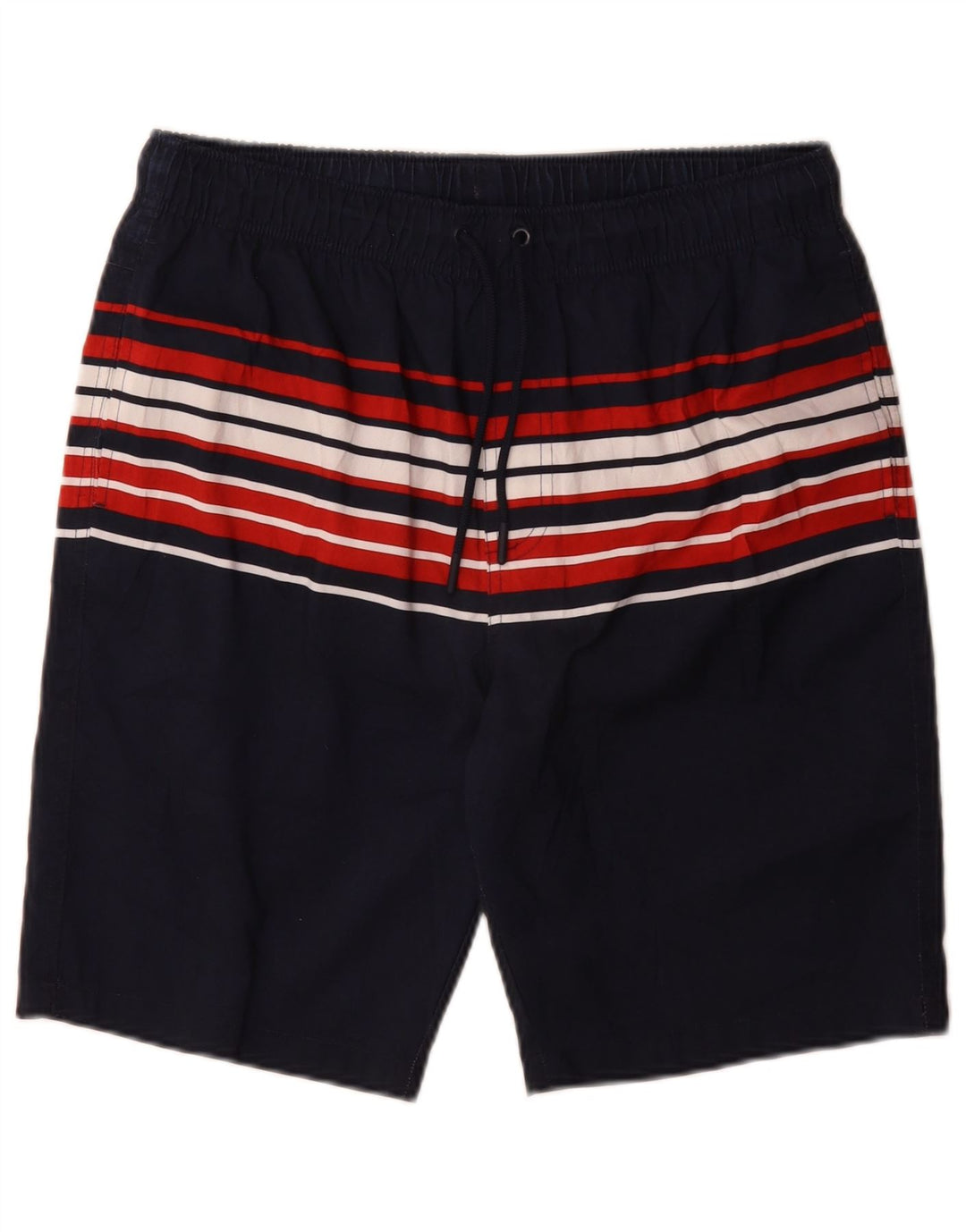 Marks & Spencer Herren-Badeshorts, mittelgroß, marineblau, gestreift, Polyester