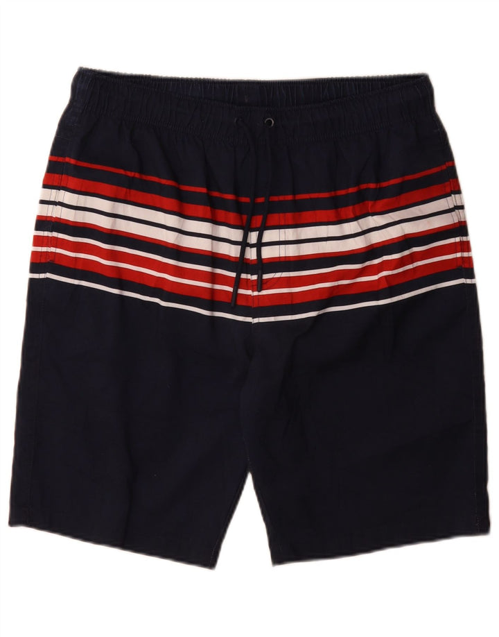 Marks & Spencer Herren-Badeshorts, mittelgroß, marineblau, gestreift, Polyester