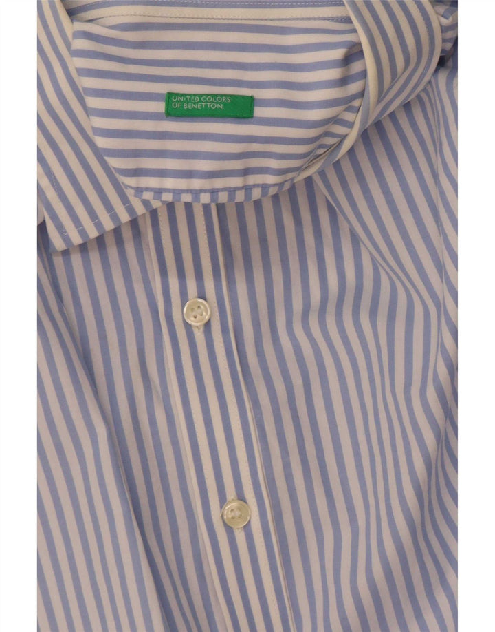 Benetton Herrenhemd Mittelblauer Nadelstreifen