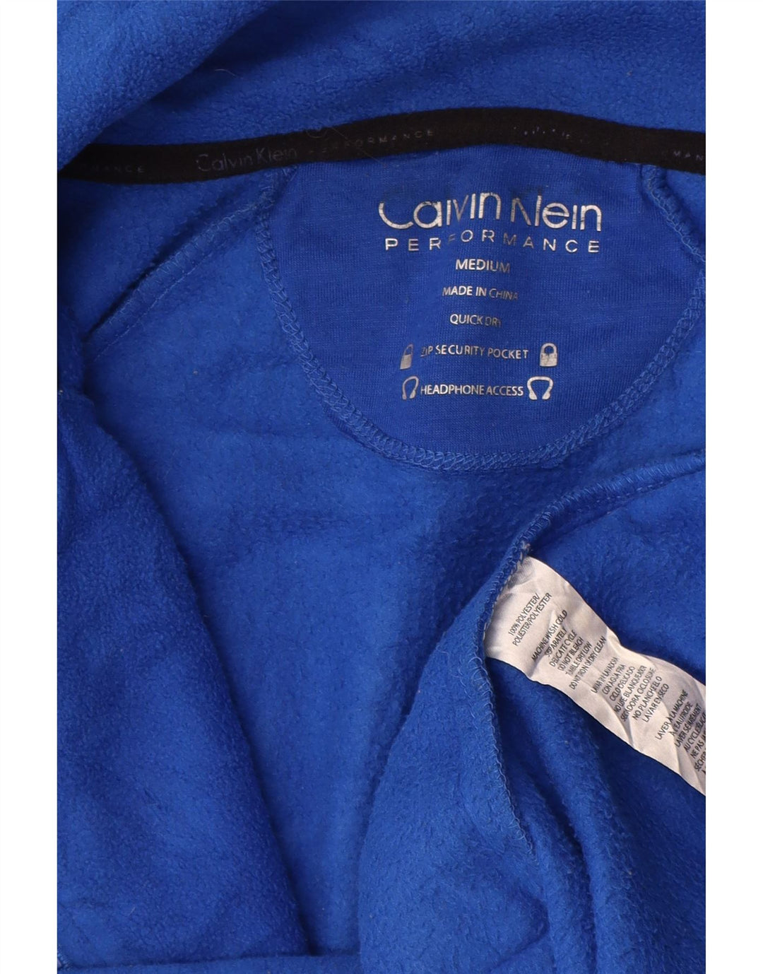 CALVIN KLEIN Damen Graphic Fleecejacke UK 14 Mittelblaues Polyester