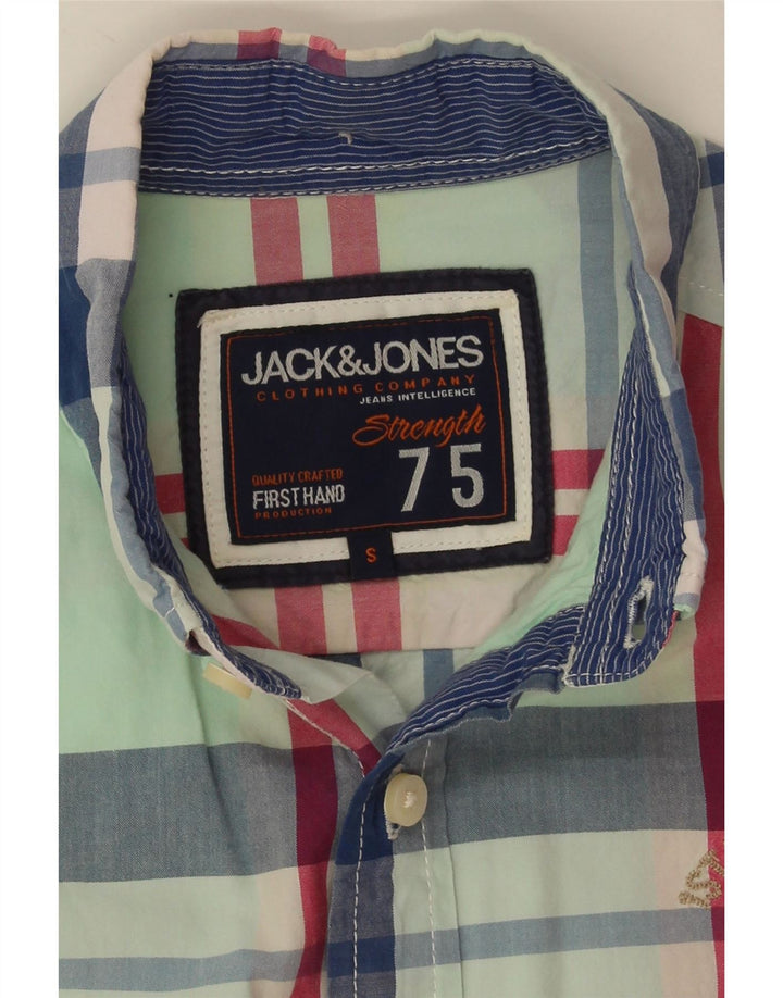 Jack & Jones Herren-Kurzarmhemd, klein, grün kariert