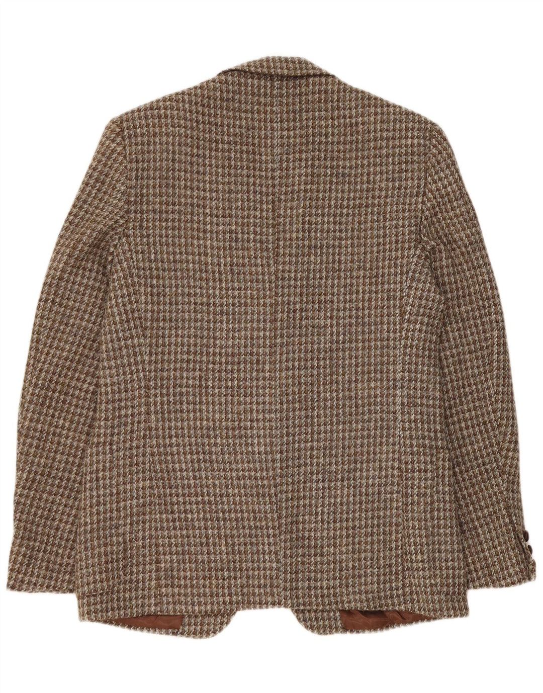 Harris Tweed Herren-Blazer mit 2 Knöpfen, UK 42, XL, brauner Hahnentrittmuster
