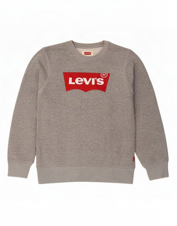 Levi's Jungen-Sweatshirt mit Grafik, 13–14 Jahre, grau gefleckte Baumwolle