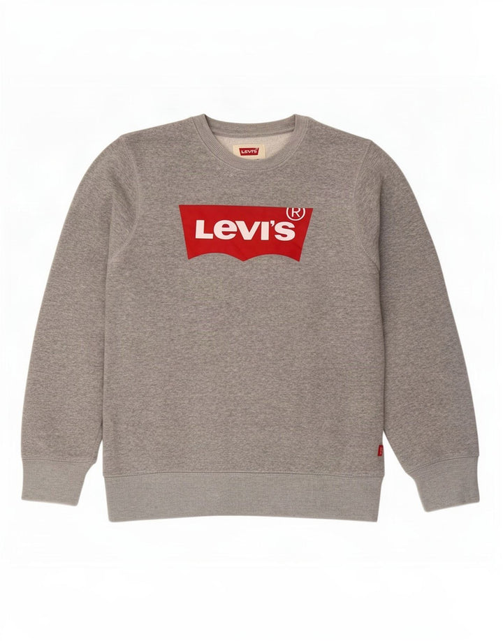 Levi's Jungen-Sweatshirt mit Grafik, 13–14 Jahre, grau gefleckte Baumwolle