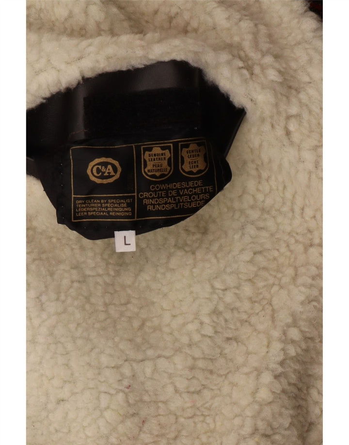 C&A Herren-Sherpa-Wildlederjacke, UK 40, großes rotes Fair-Isle-Leder