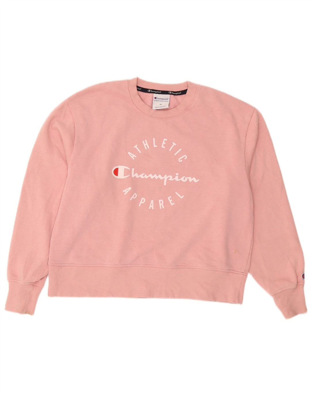 Champion Womens Graphic Sweatshirt Pullover UK 14 Mittelrosa Baumwolle