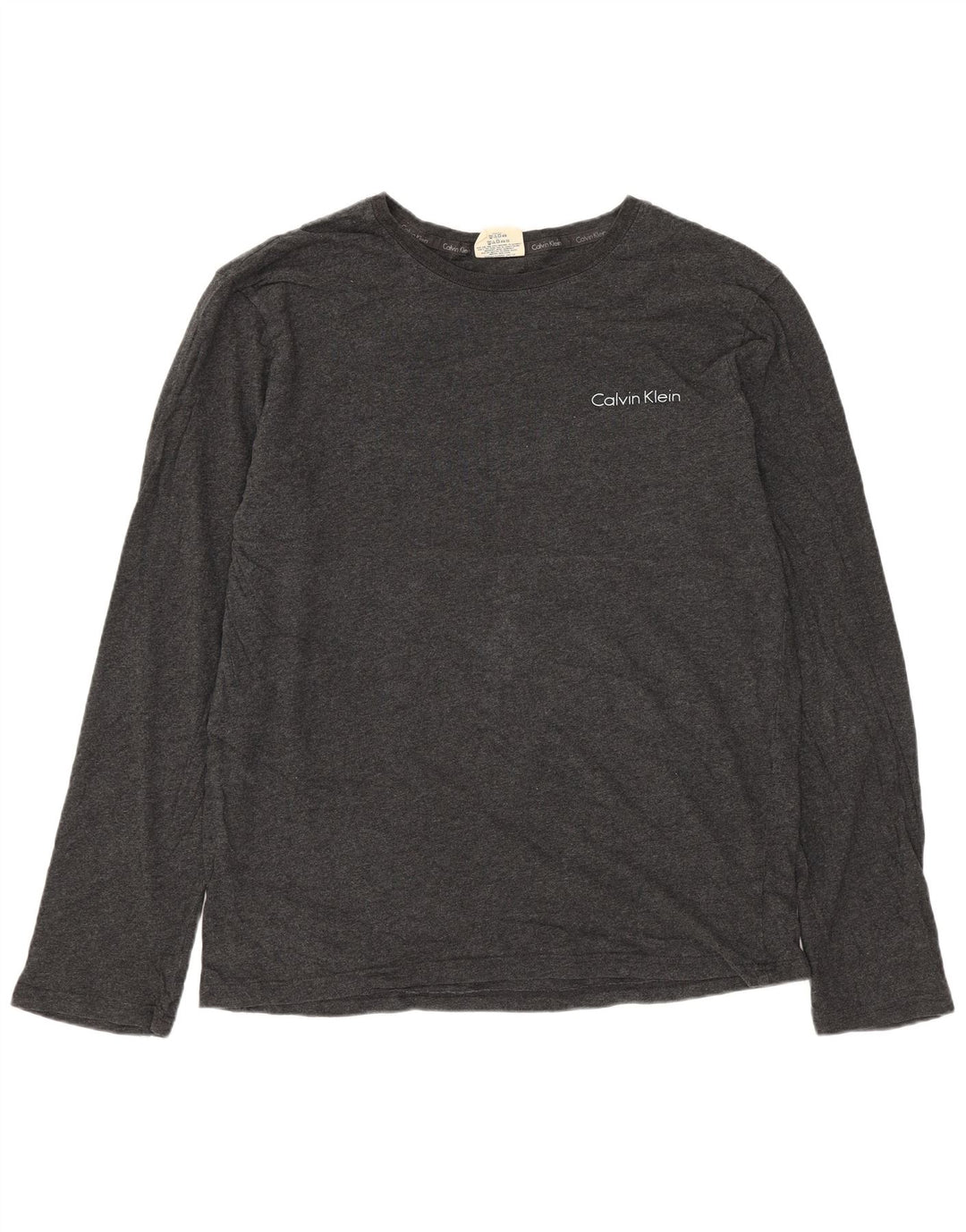 Calvin Klein Herren-Oberteil, langärmelig, mittelgraue Baumwolle