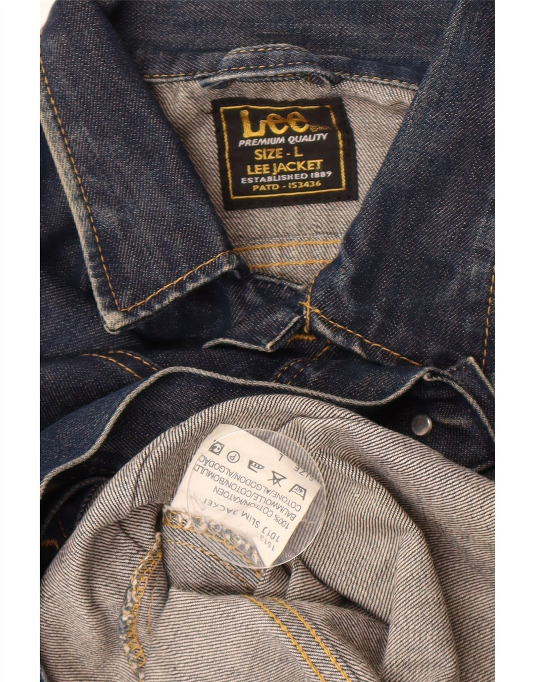 Lee Herren Jeansjacke UK 40 Große marineblaue Baumwolle
