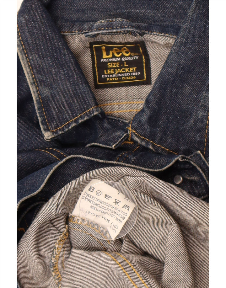 Lee Herren Jeansjacke UK 40 Große marineblaue Baumwolle