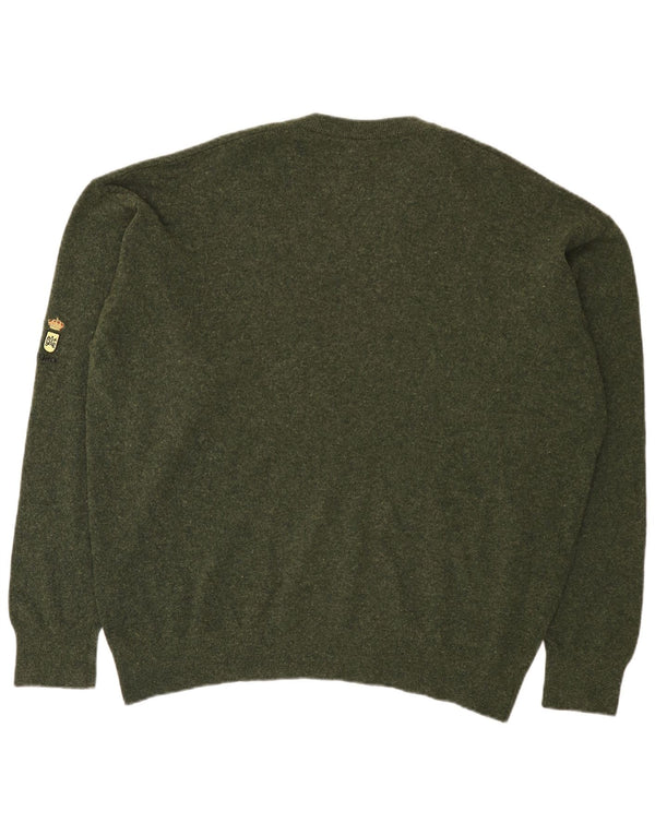 Lacoste Herren-Pullover mit V-Ausschnitt, Größe 8 3XL, grüne Lammwolle