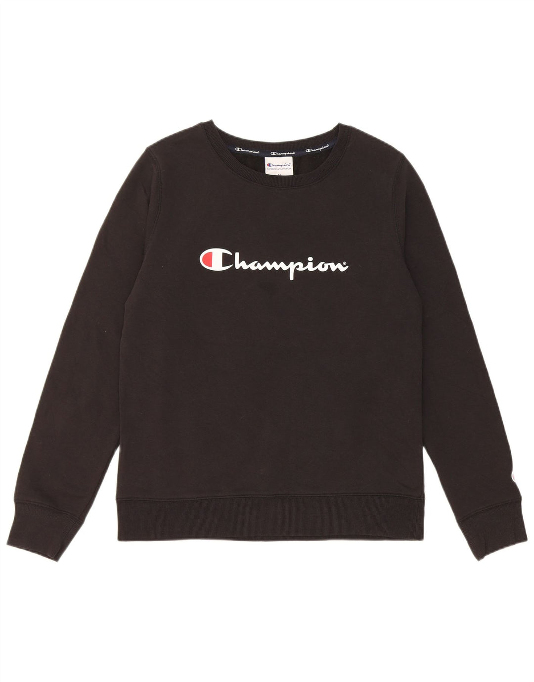 Champion Damen Grafik-Sweatshirt-Pullover UK 12 Mittelschwarze Baumwolle