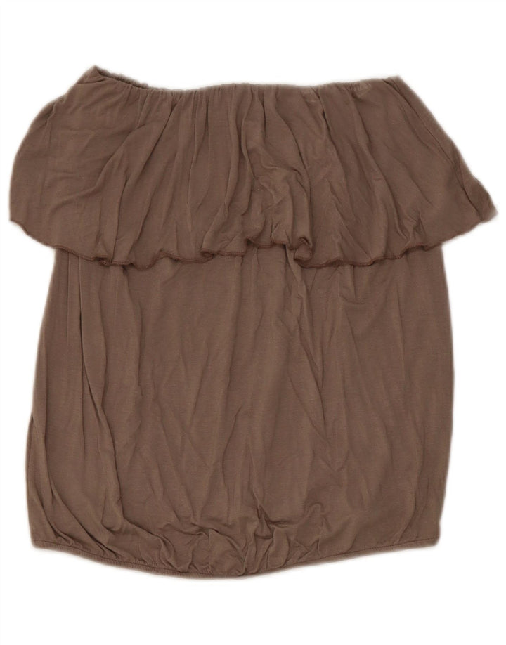 Benetton Damen Crop Off Shoulder Top UK 12 Mittelgraue Viskose