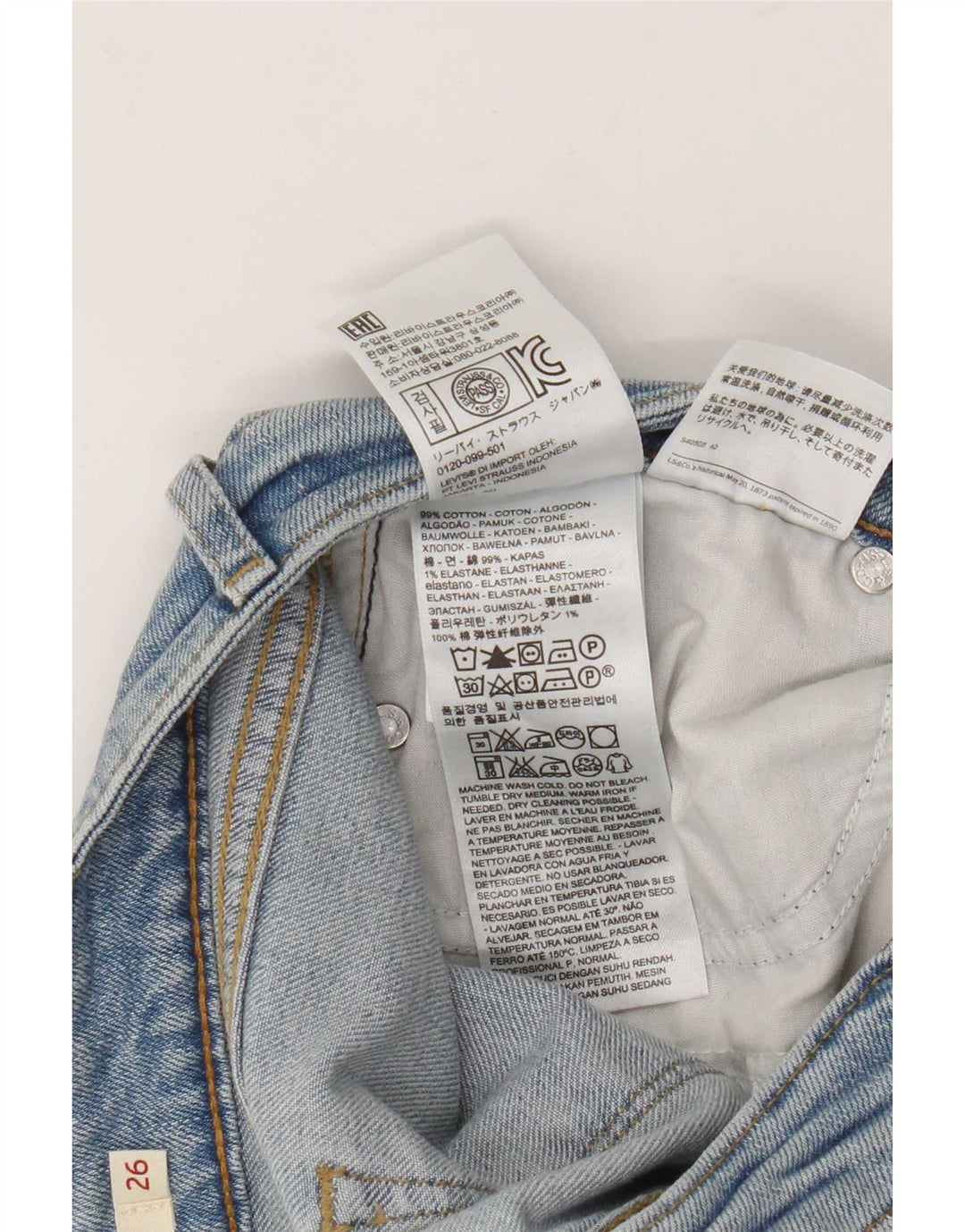 Levi's Damen 714 Straight Jeans W26 L30 Blaue Baumwolle