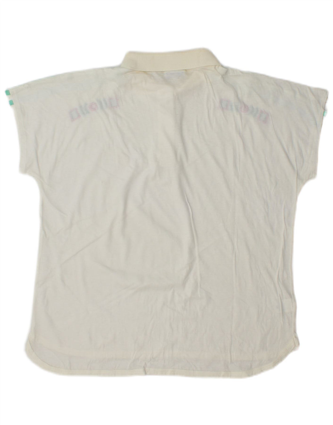 Sergio Tacchini Damen Poloshirt US 12 Große weiße geometrische Baumwolle