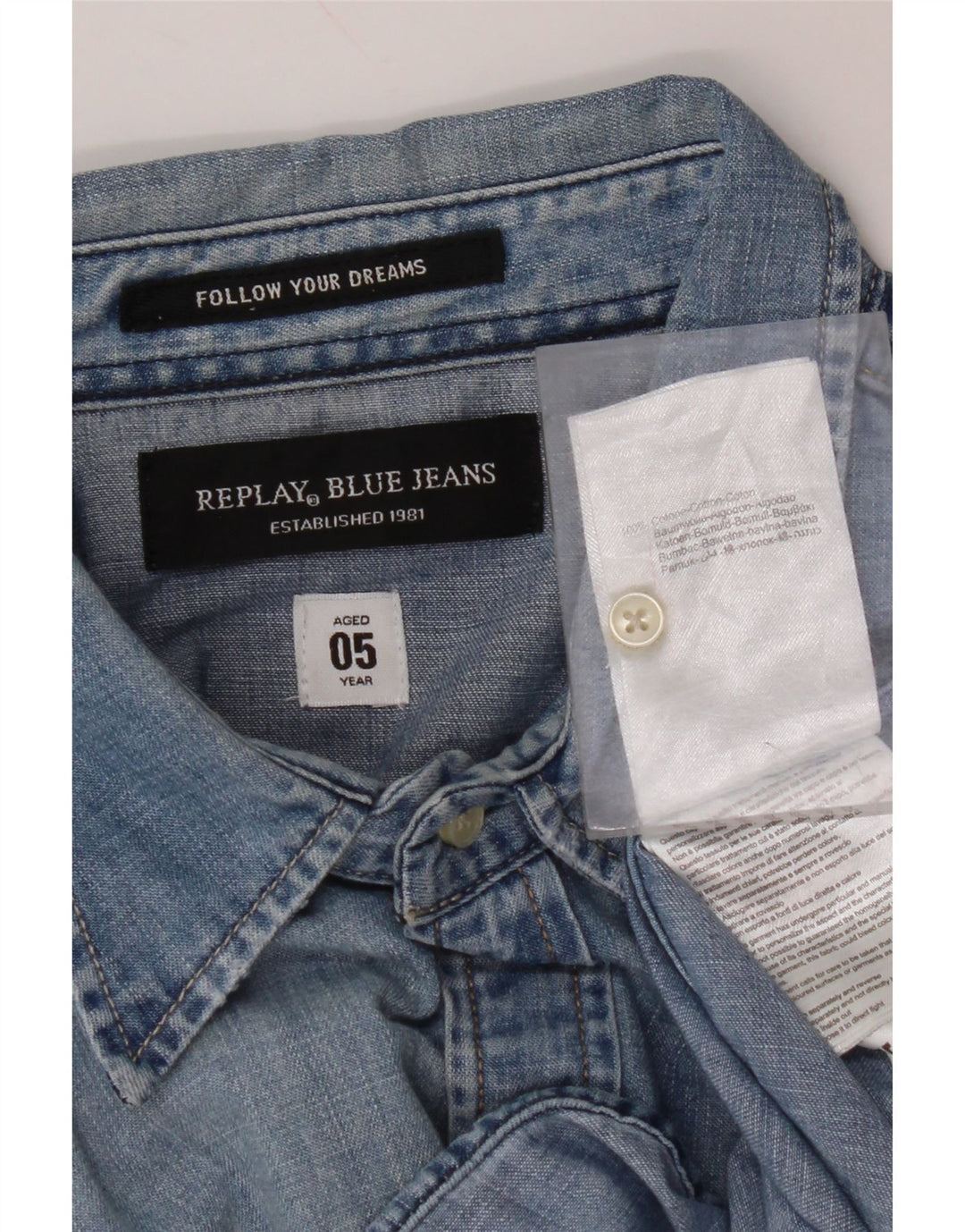 REPLAY Herren-Jeanshemd, groß, aus blauer Baumwolle