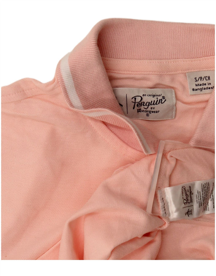 Penguin Herren-Poloshirt, klein, rosa, gestreift, Baumwolle