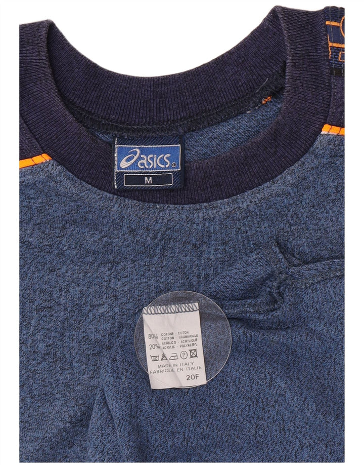 Asics Herren Grafik-T-Shirt-Oberteil aus mittelblauer, marineblauer Colourblock-Baumwolle