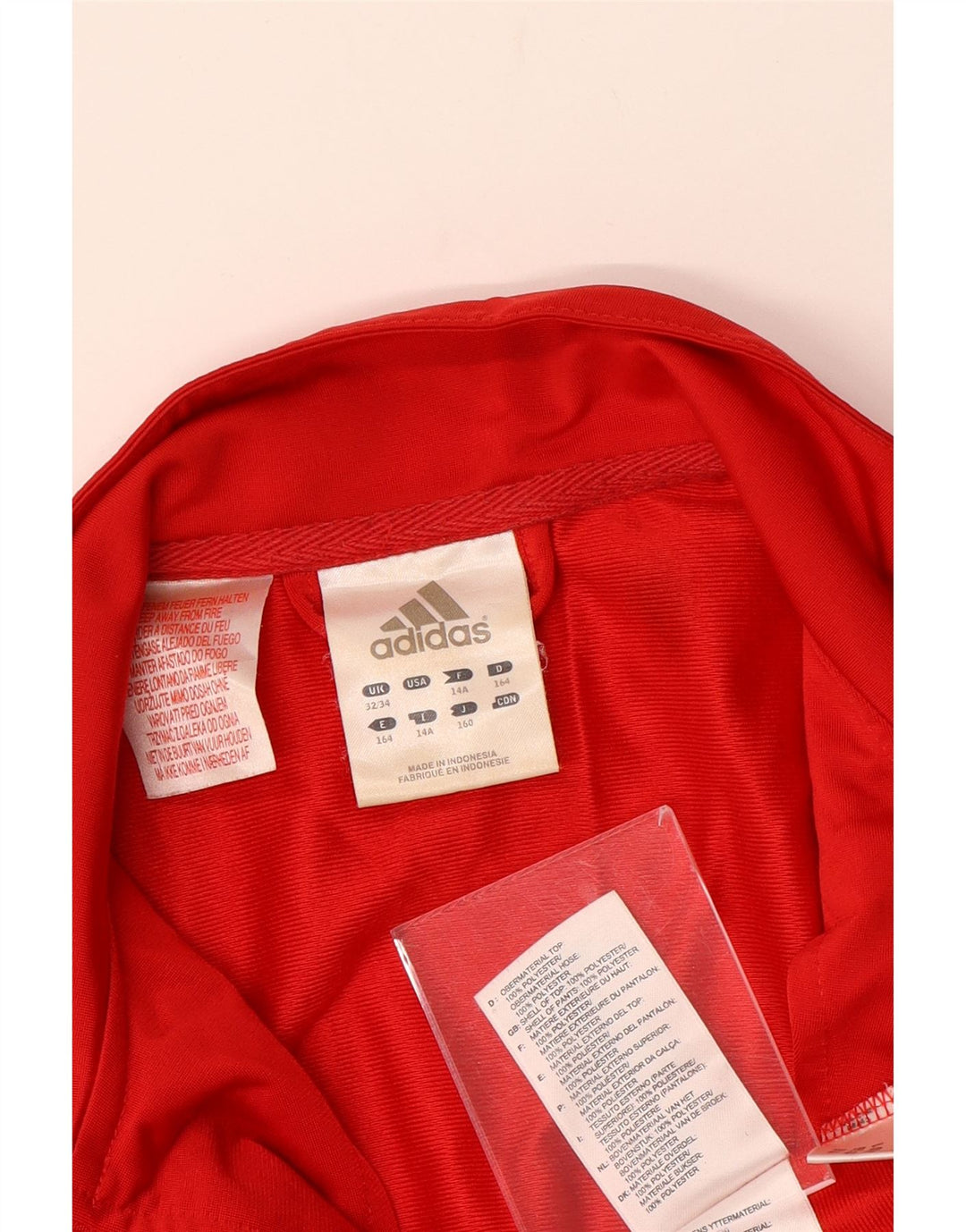 ADIDAS Jungen-Trainingsanzug, Oberteil, Jacke, 13–14 Jahre, rotes Farbblock-Polyester