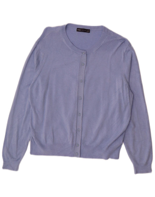 MARKS & SPENCER Damen Strickjacke UK 18 XL Blaue Viskose