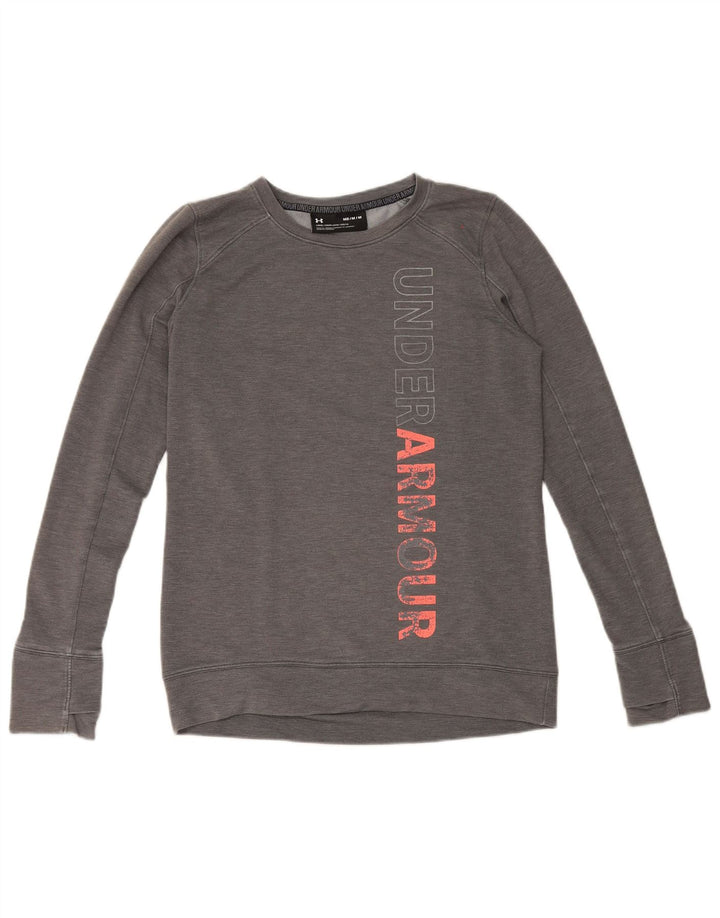 Under Armour Damen Graphic Loose Fit Sweatshirt Pullover UK 14 Mittelgrau