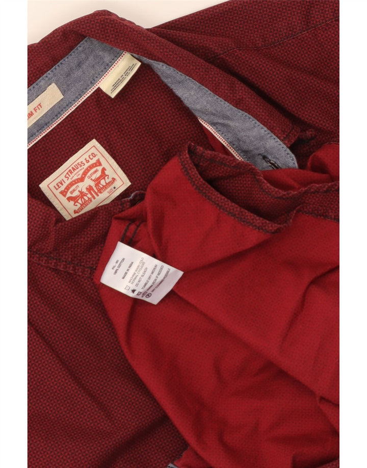 LEVI'S Herren-Slim-Fit-Hemd aus mittelrot gepunkteter Baumwolle
