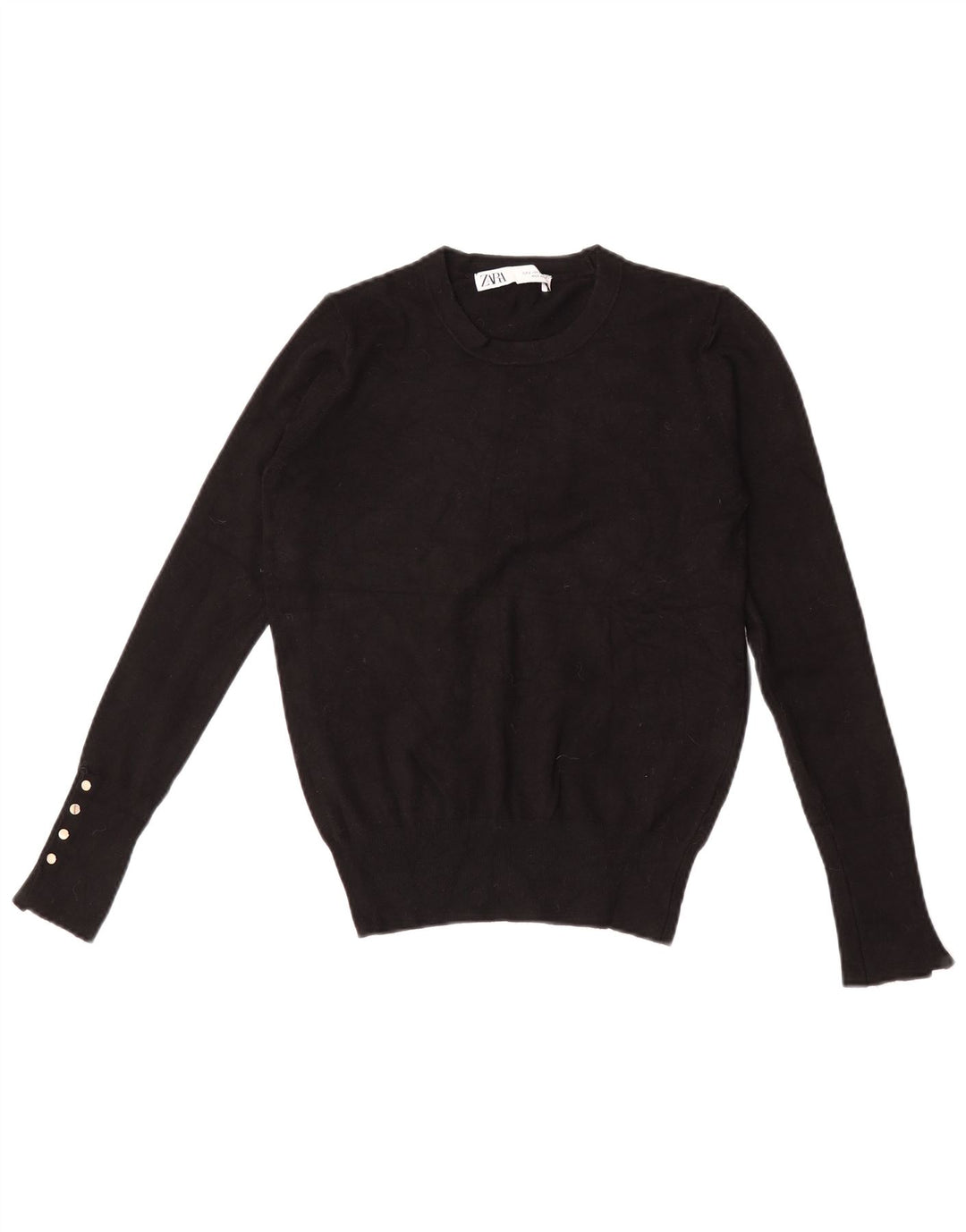 Zara Damen-Pullover mit Rundhalsausschnitt, Gr. 10, Größe S, Schwarz