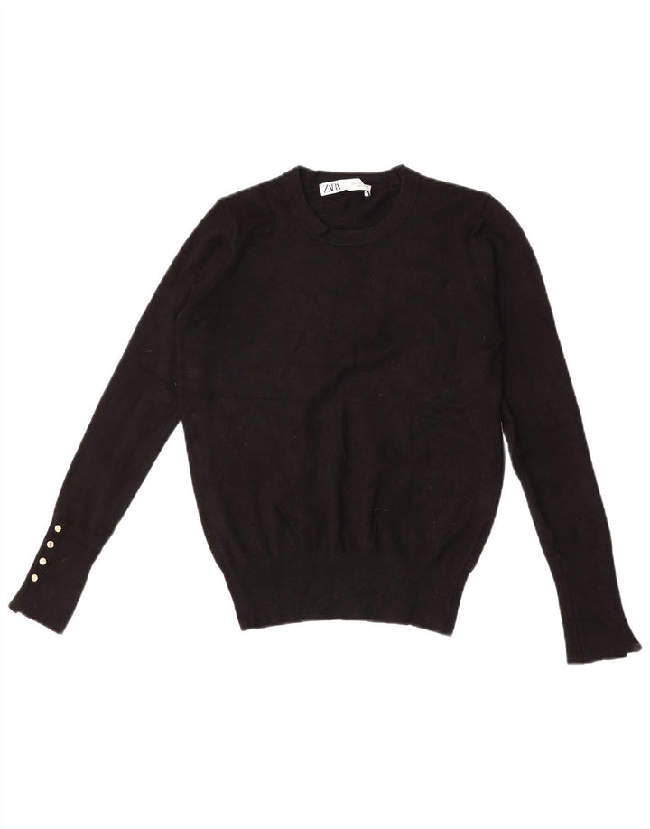 Zara Damen-Pullover mit Rundhalsausschnitt, Gr. 10, Größe S, Schwarz