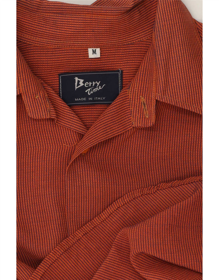 Vintage Herren Kurzarmhemd Medium Orange Gingham