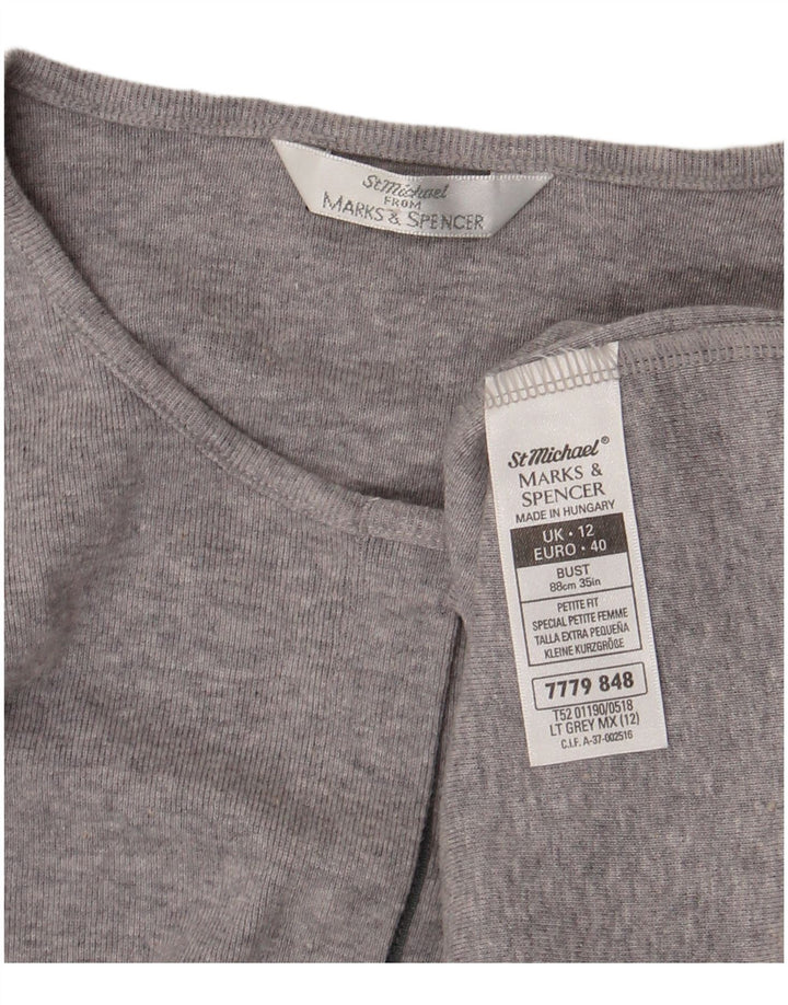 Marks & Spencer Damen-Cardigan-Pullover UK 12 Mittelgraue Baumwolle