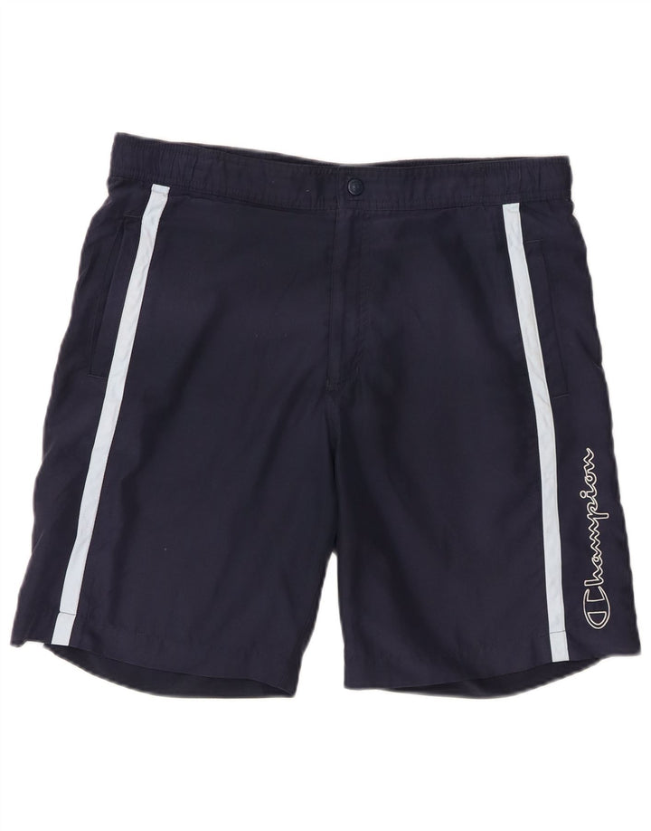 Champion Herren-Sport-Shorts mit Grafik, Mittelgroßes marineblaues Colourblock-Polyester