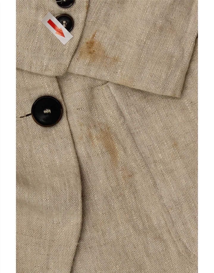 Zweireihiger Blazer für Damen von Zara, UK 14, mittelbeigeiges Leinen
