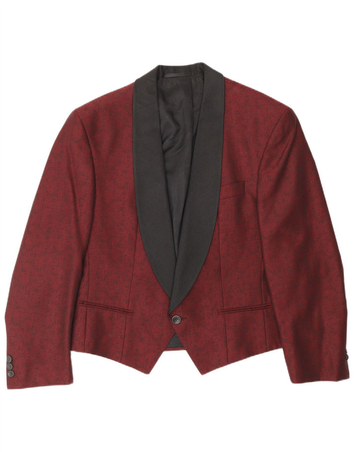 TREVIRA Herren-Blazer mit 1 Knopf, UK 38, Mittelrot, klassisch, mit Blumenmuster