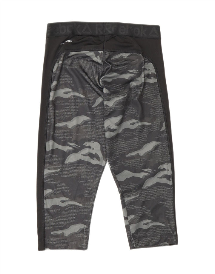 Reebok Womens Graphic Capri Leggings UK 18 XL Grau Camouflage Polyester