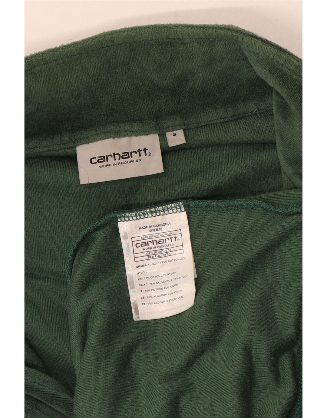 Carhartt Herren-Sweatshirt mit Reißverschluss am Hals, kleine grüne Baumwolle