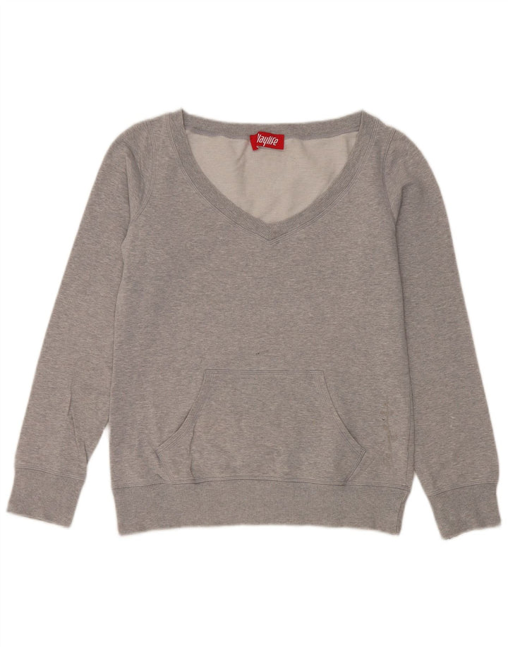 Playlife Damen Sweatshirt Pullover UK 14 Mittelgraue Baumwolle
