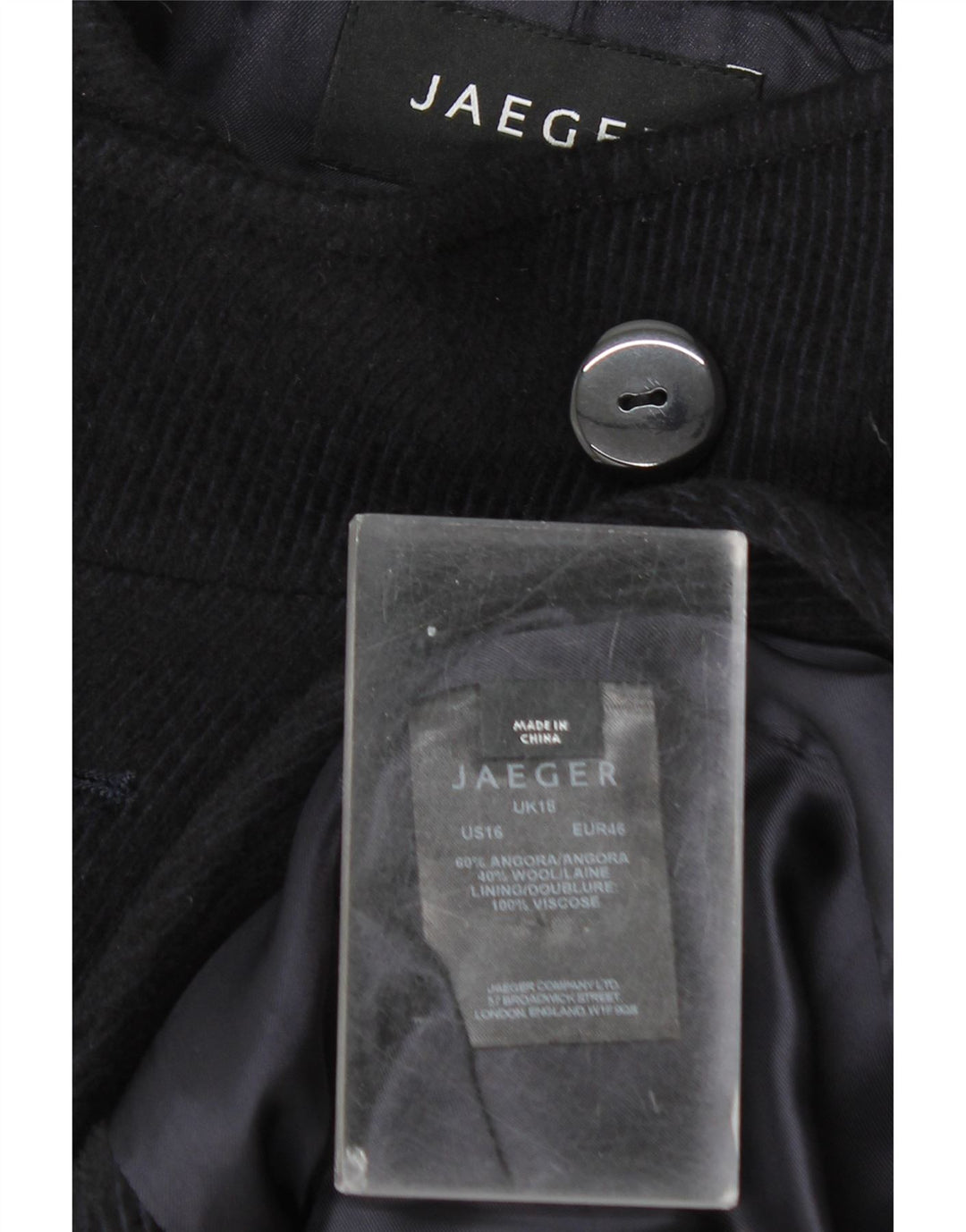 Jaeger Damen Pea Coat UK 18 XL Marineblau Angora
