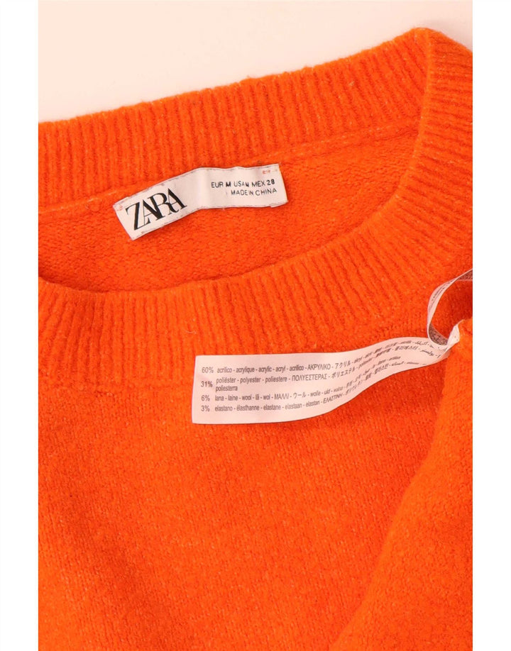 Zara Damen-Pullover, übergroß, Rundhalsausschnitt, Gr. 14, Mittelorange, Acryl
