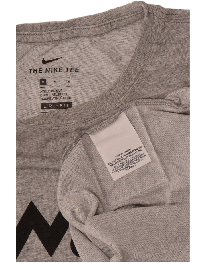 NIKE Damen Dri Fit Graphic T-Shirt Top UK 14 Mittelgraue Baumwolle