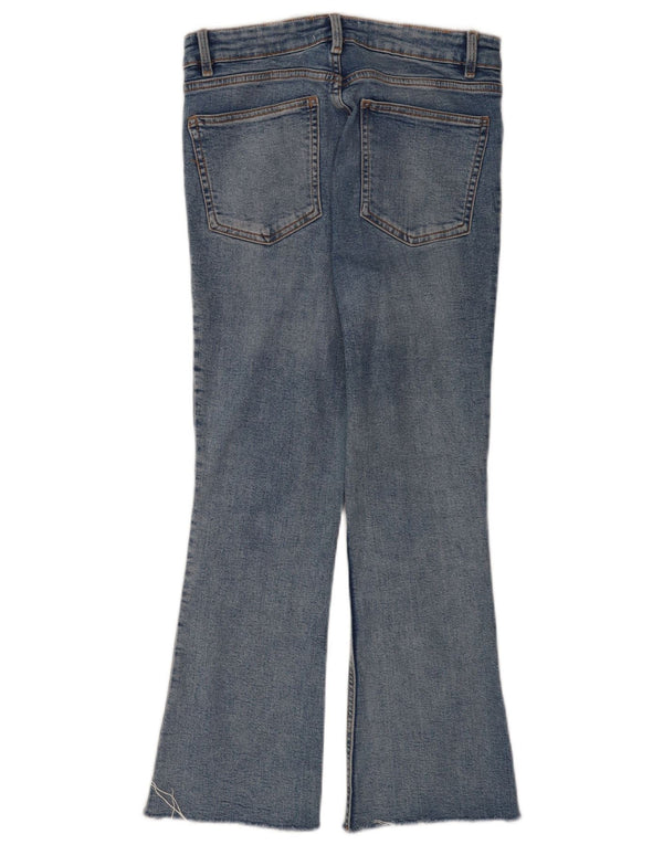 Zara Damen Flare-Cropped-Jeans EU 40 Mittel W30 L25 Blau